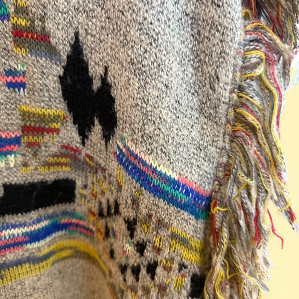Selfie Couture Colorful Fringed Poncho Sweater - Picture 7 of 10